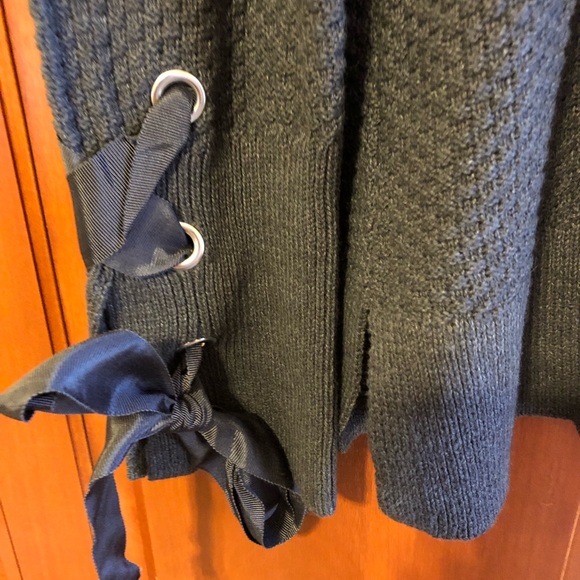 Kaari Blue Charcoal Gray Ribbon Tie Sweater Size 0X NWT - Picture 2 of 8